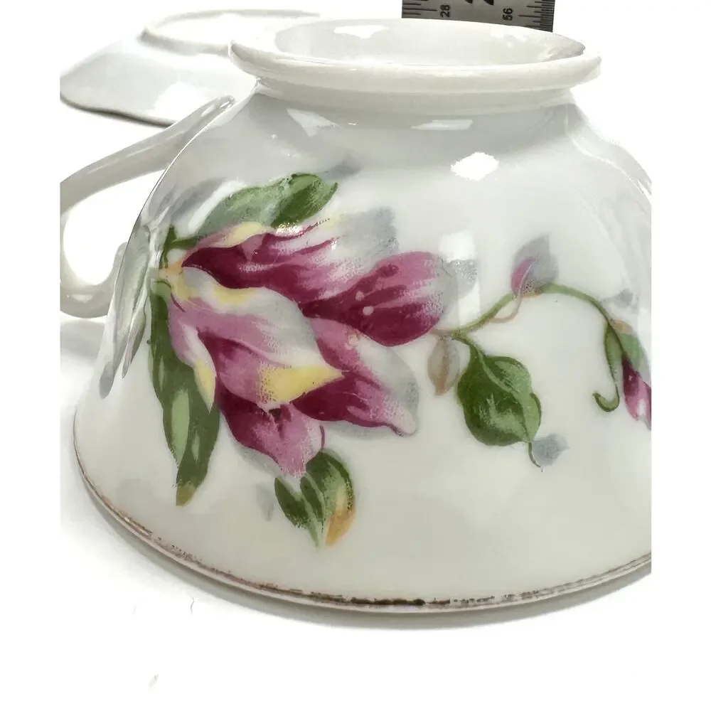 Vintage Japan Pink Magnolia Tea Cup & 4 Saucers Set Gold Trim Floral